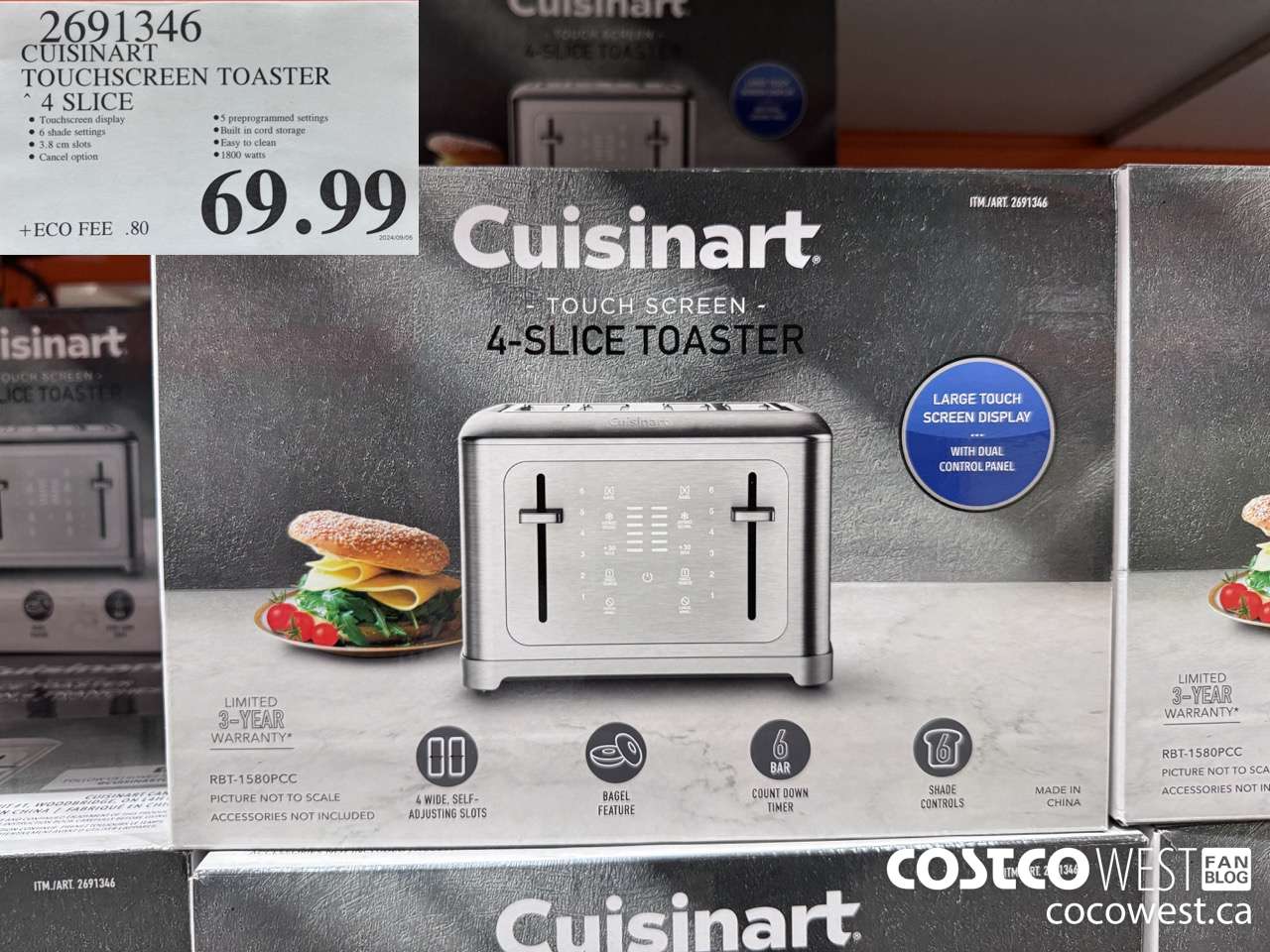2691346 CUISINART TOUCHSCREEN TOASTER 4 SLICE $69.99