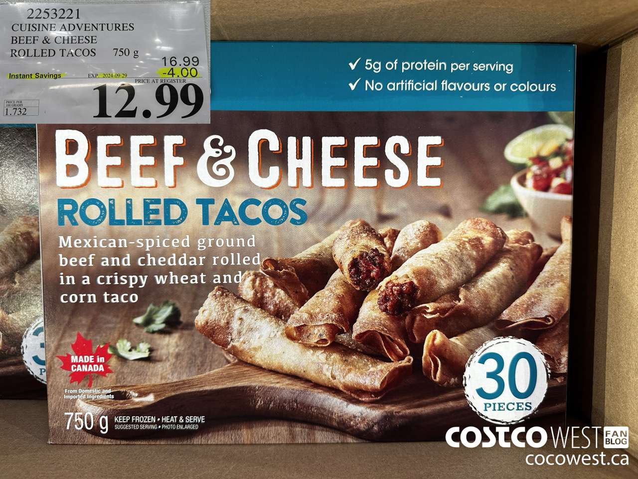 2253221 CUISINE ADVENTURES BEEF & CHEESE ROLLED TACOS 750G ($4.00 INSTANT SAVINGS EXPIRES ON 2024-09-29) $12.99