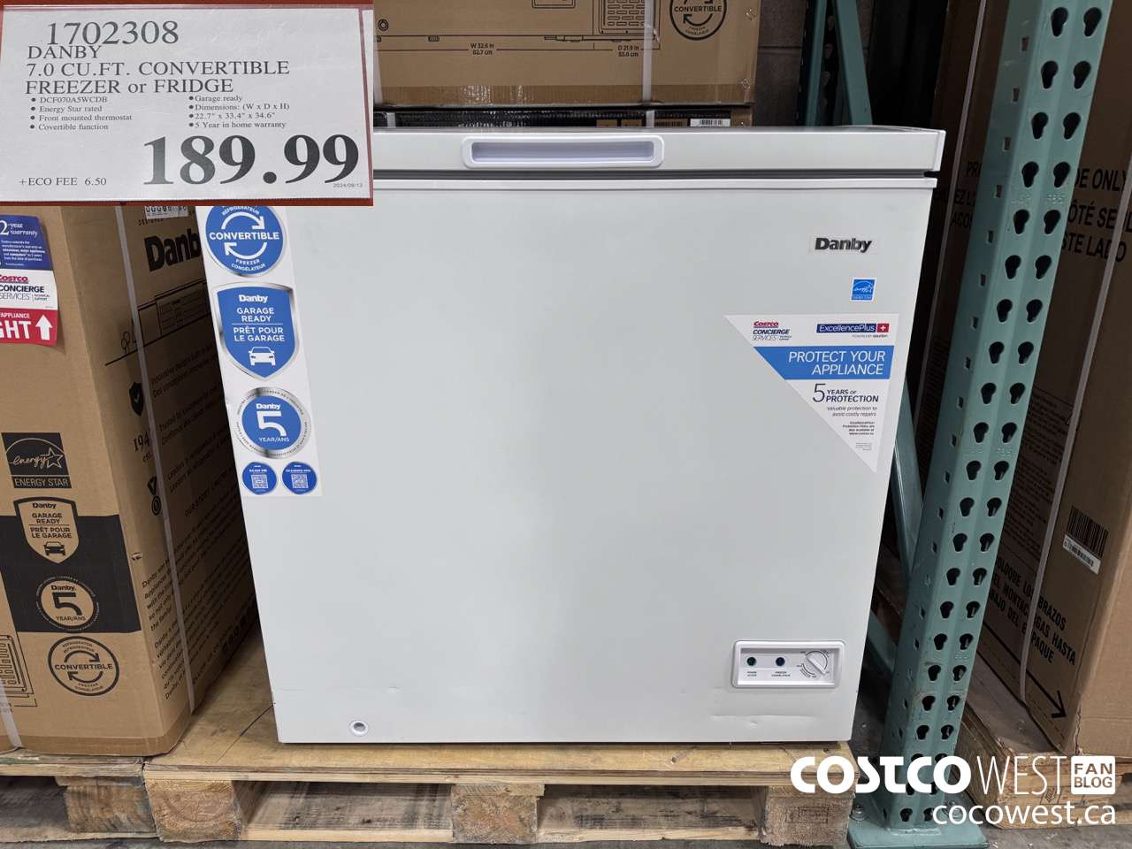 1702308 DANBY 7.0 CU. FT. CONVERTIBLE FREEZER OR FRIDGE $189.99