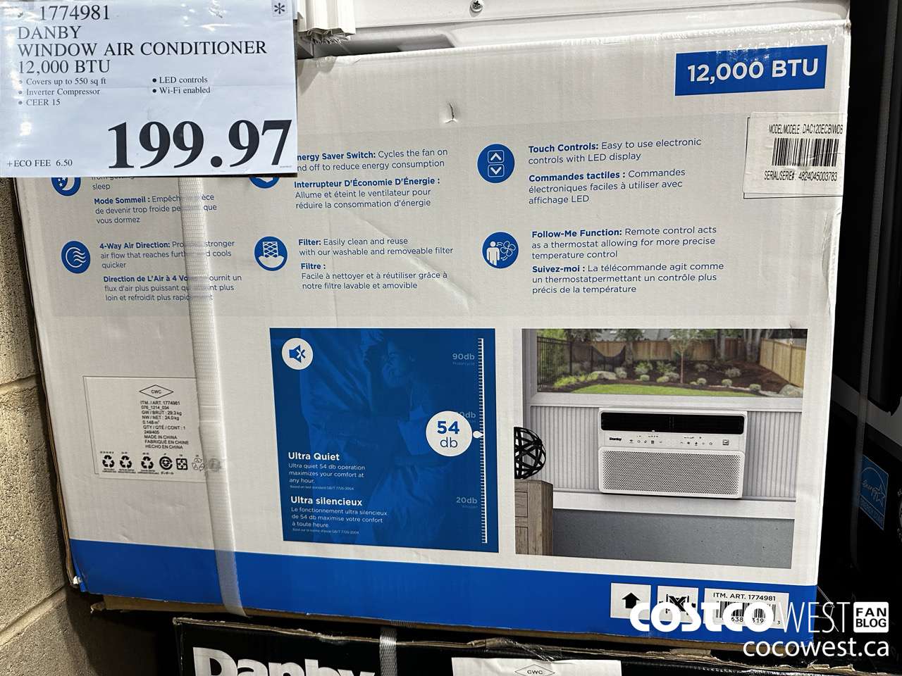 1774981 DANBY WINDOW AIR CONDITIONER 12,000 BTU $199.97