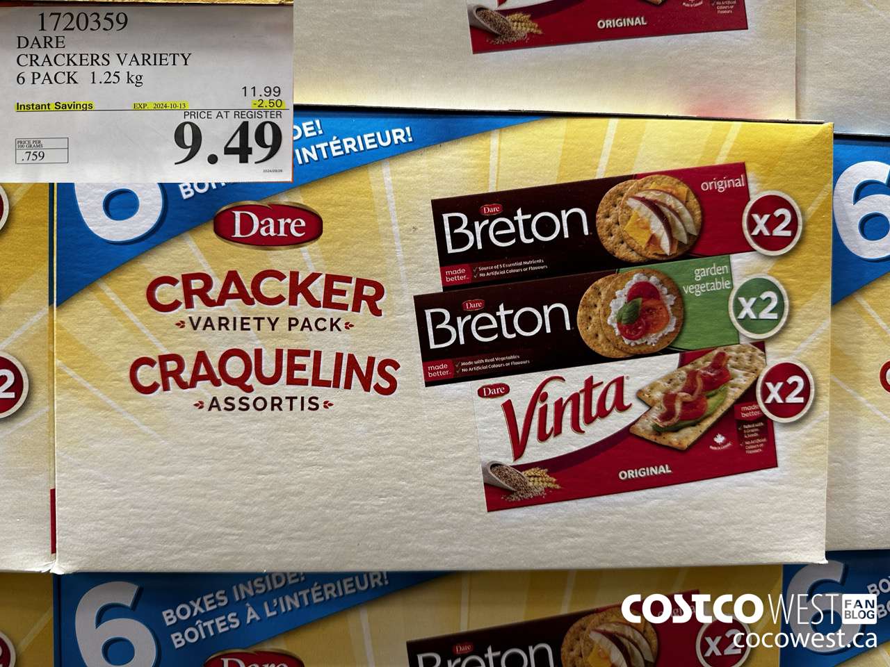 1720359 DARE CRACKERS VARIETY 6 PACK 1.25 KG ($2.50 INSTANT SAVINGS EXPIRES ON 2024-10-13) $9.49