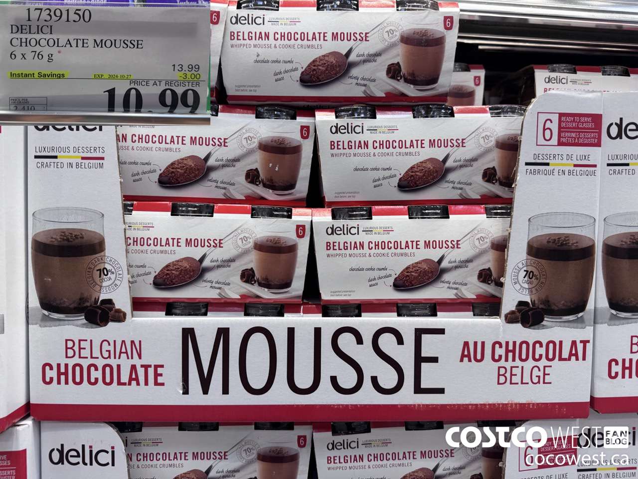 1739150 DELICI CHOCOLATE MOUSSE 6 X 76 G ($3.00 INSTANT SAVINGS EXPIRES ON 2024-10-27) $10.99
