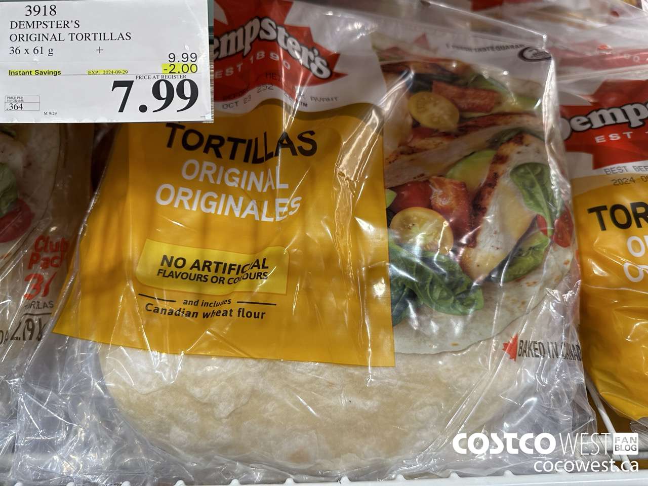 3918 DEMPSTER'S ORIGINAL TORTILLAS 36 X 61 G ($2.00 INSTANT SAVINGS EXPIRES ON 2024-09-29) $7.99