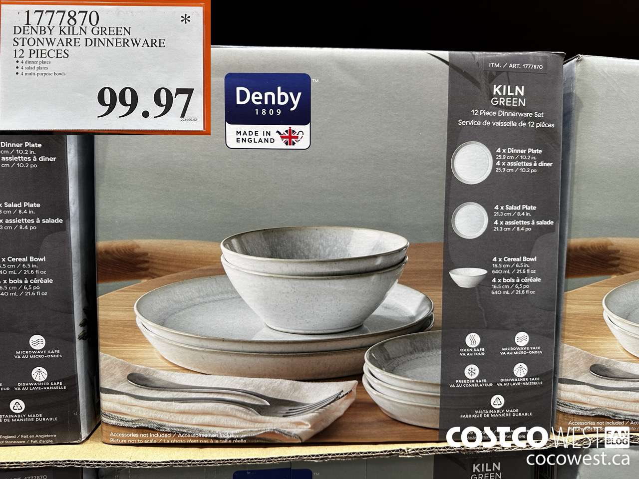 177870 DENBY KILN GREEN STONEWARE DINNERWARE 12 PIECES $99.97
