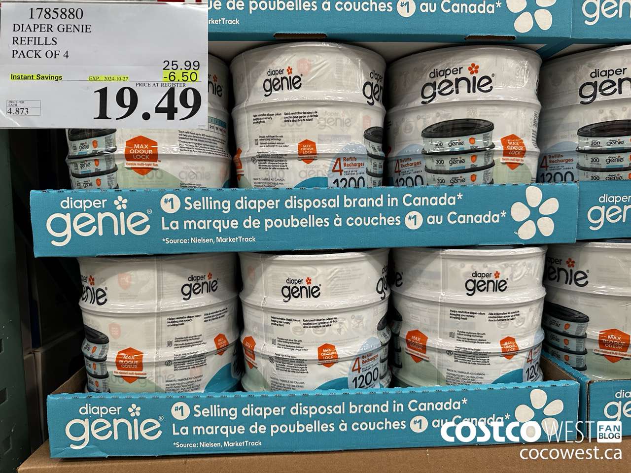 1785880 DIAPER GENIE REFILLS PACK OF 4 ($6.50 INSTANT SAVINGS EXPIRES ON 2024-10-27) $19.49