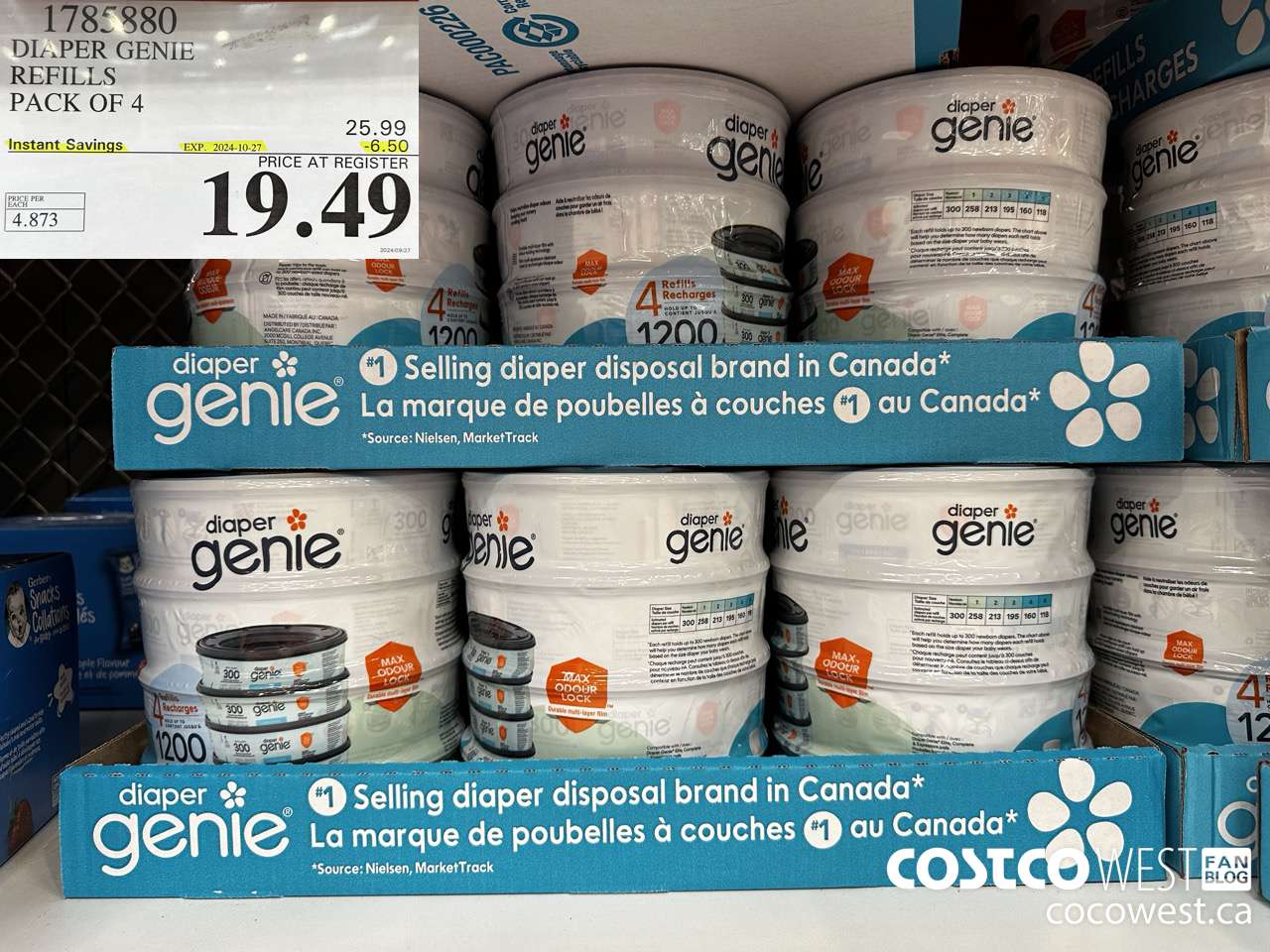 1785880 DIAPER GENIE REFILLS PACK OF 4 ($6.50 INSTANT SAVINGS EXPIRES ON 2024-10-27) $19.49