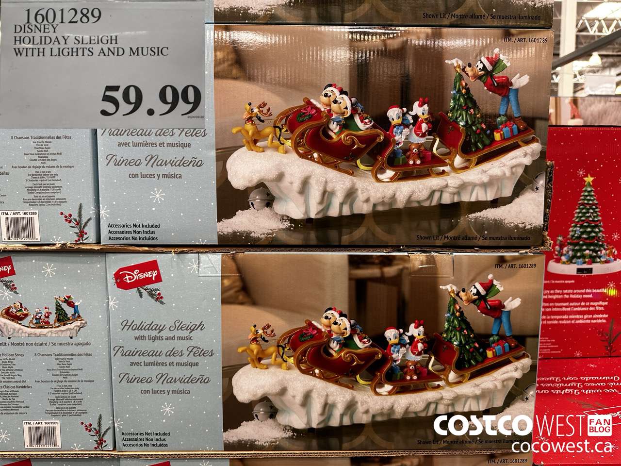 1601289 DISNEY HOLIDAY SLEIGH WITH LIGHTS AND MUSIC $59.99