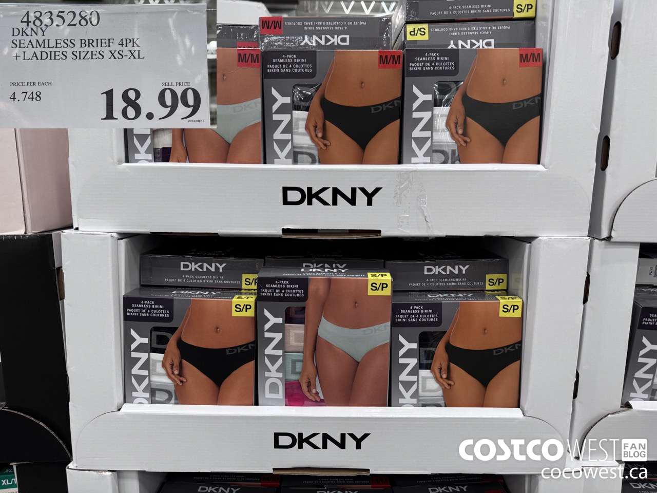 4835280 DKNY SEAMLESS BRIEF 4PK LADIES SIZES XS-XL $18.99