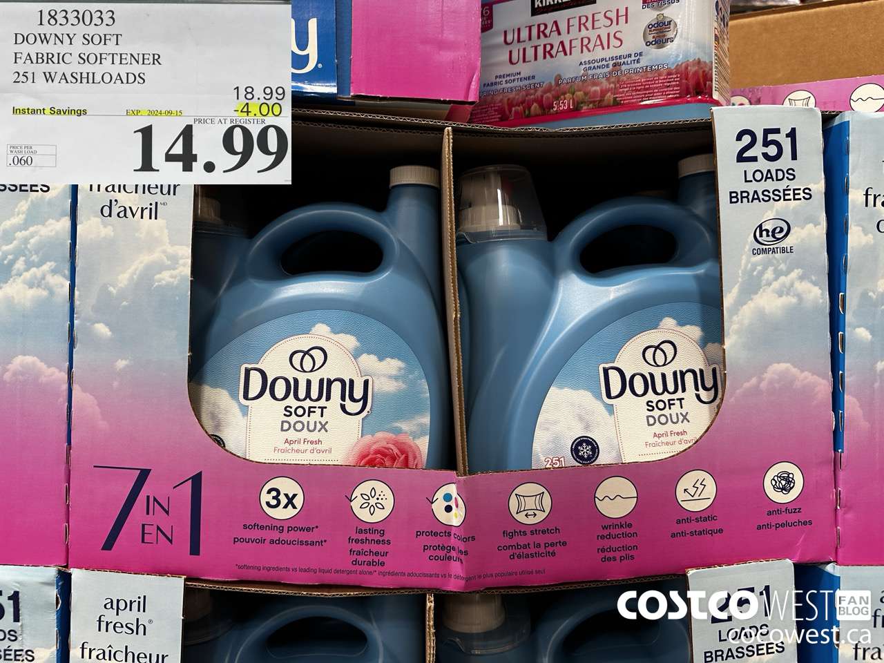1833033 DOWNY SOFT FABRIC SOFTENER 251 WASHLOADS ($4.00 INSTANT SAVINGS EXPIRES ON 2024-09-15) $14.99