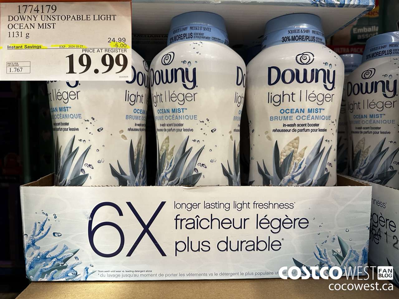 1774179 DOWNY UNSTOPABLE LIGHT OCEAN MIST 1131G ($5.00 INSTANT SAVINGS EXPIRES ON 2024-10-27) $19.99