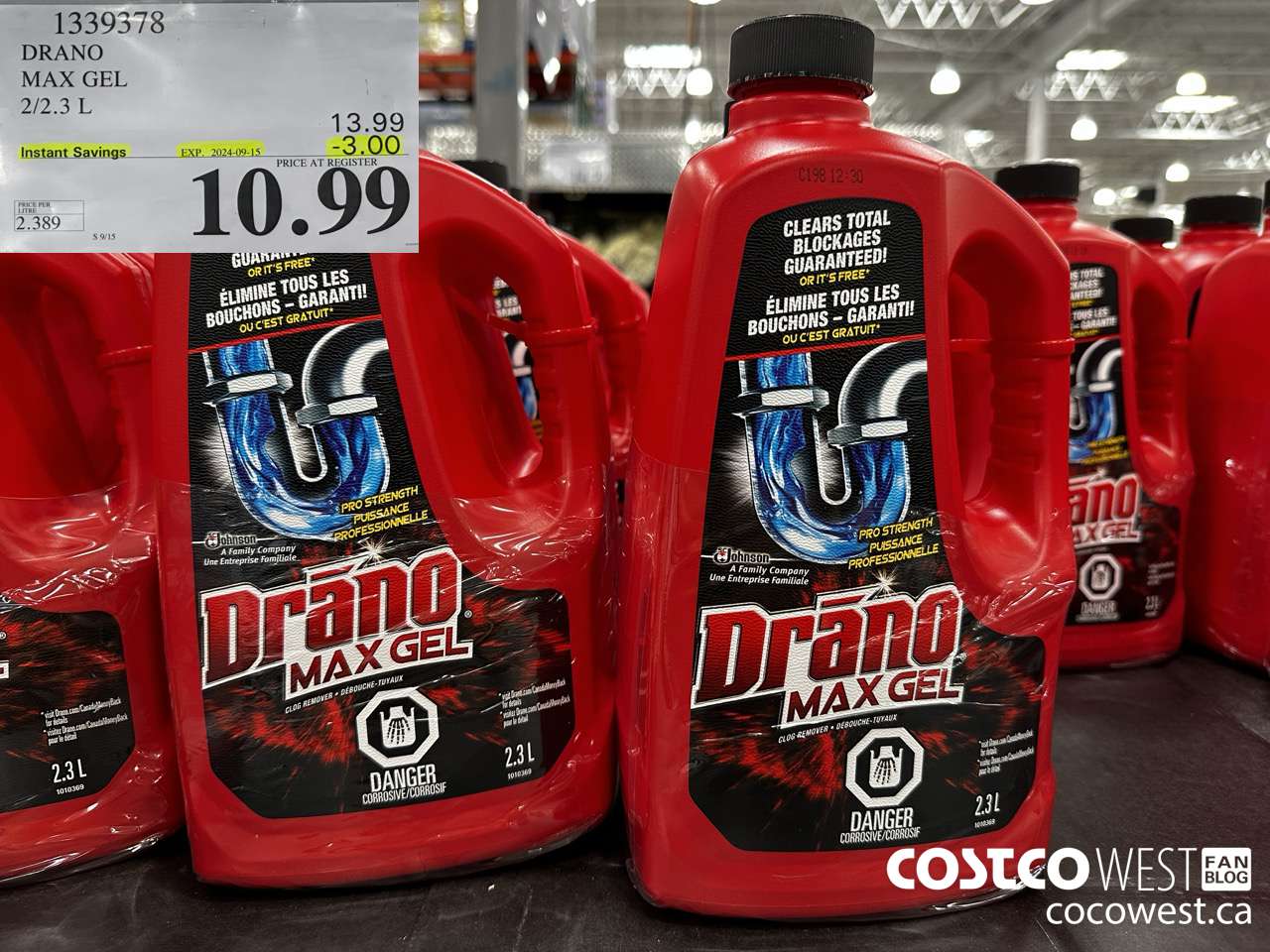 1339378 DRANO MAX GEL 2/2.3 L ($3.00 INSTANT SAVINGS EXPIRES ON 2024-09-15) $10.99