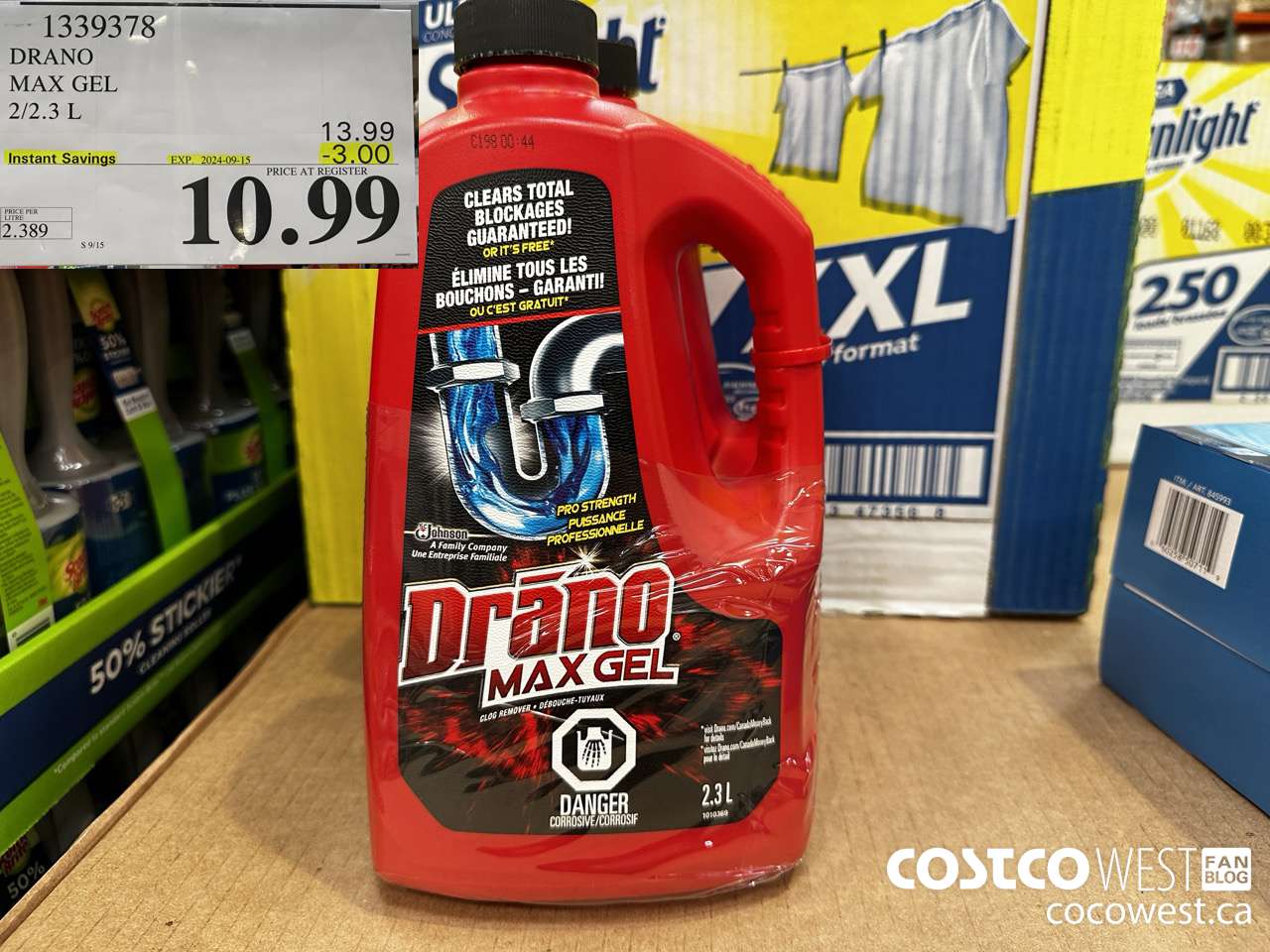 1339378 DRANO MAX GEL 2/2.3 L ($3.00 INSTANT SAVINGS EXPIRES ON 2024-09-15) $10.99