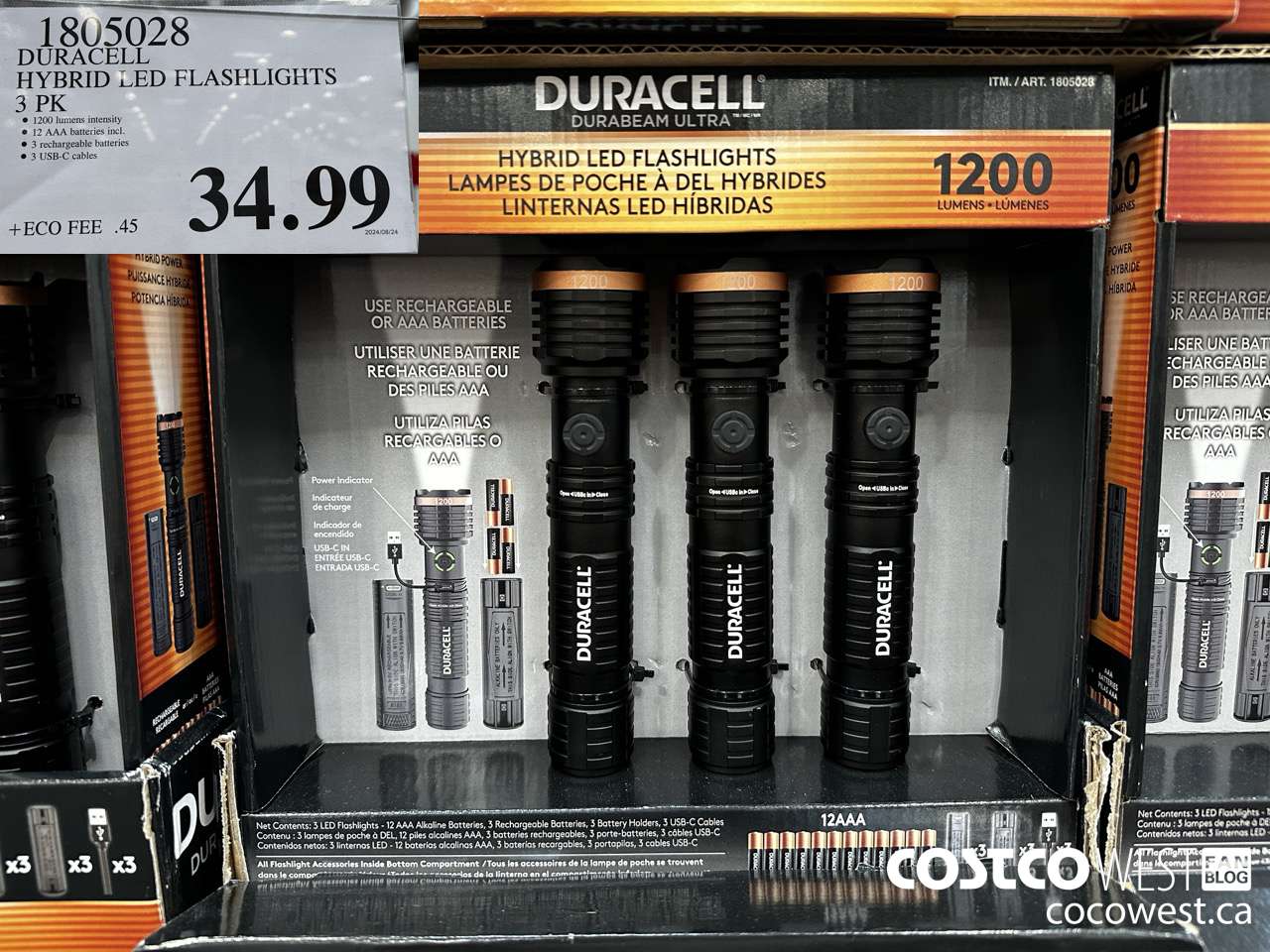 1805028 DURACELL HYBRID LED FLASHLIGHTS 3 PK $34.99