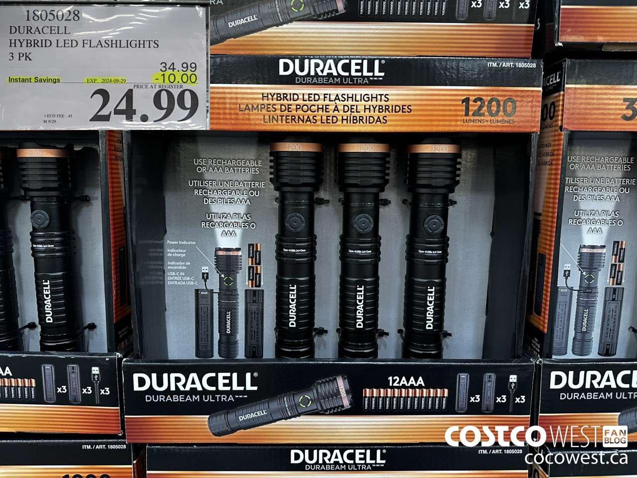 1805028 DURACELL HYBRID LED FLASHLIGHTS 3 PK ($10.00 INSTANT SAVINGS EXPIRES ON 2024-09-29) $24.99