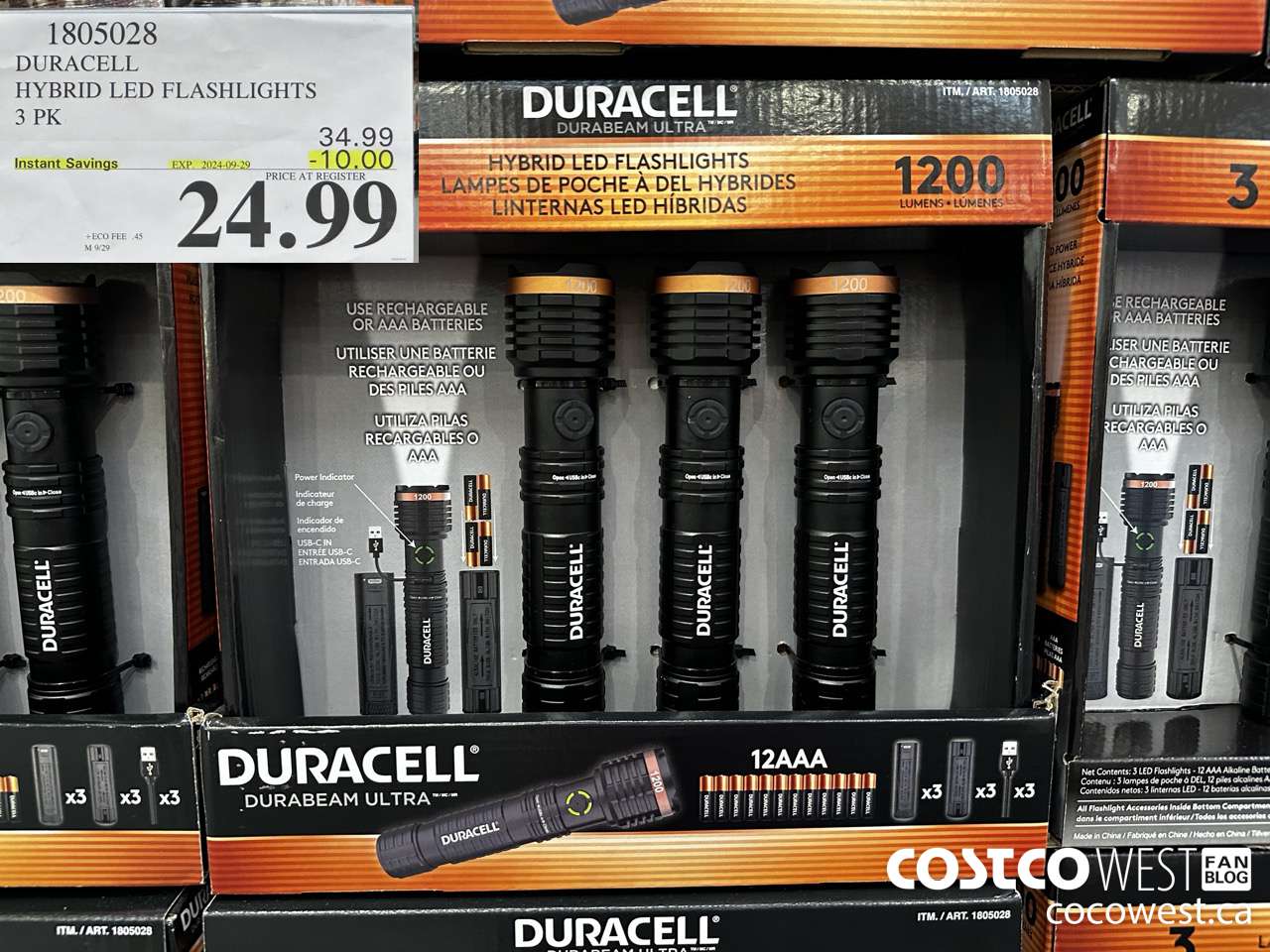 1805028 DURACELL HYBRID LED FLASHLIGHTS 3 PK ($10.00 INSTANT SAVINGS EXPIRES ON 2024-09-29) $24.99