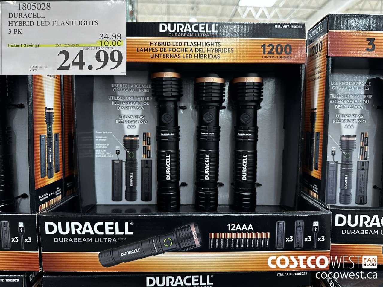1805028 DURACELL HYBRID LED FLASHLIGHTS 3 PK ($10.00 INSTANT SAVINGS EXPIRES ON 2024-09-29) $24.99