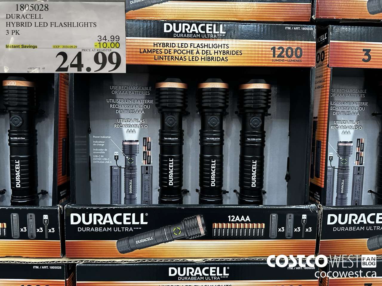 1805028 DURACELL HYBRID LED FLASHLIGHTS 3 PK ($10.00 INSTANT SAVINGS EXPIRES ON 2024-09-29) $24.99