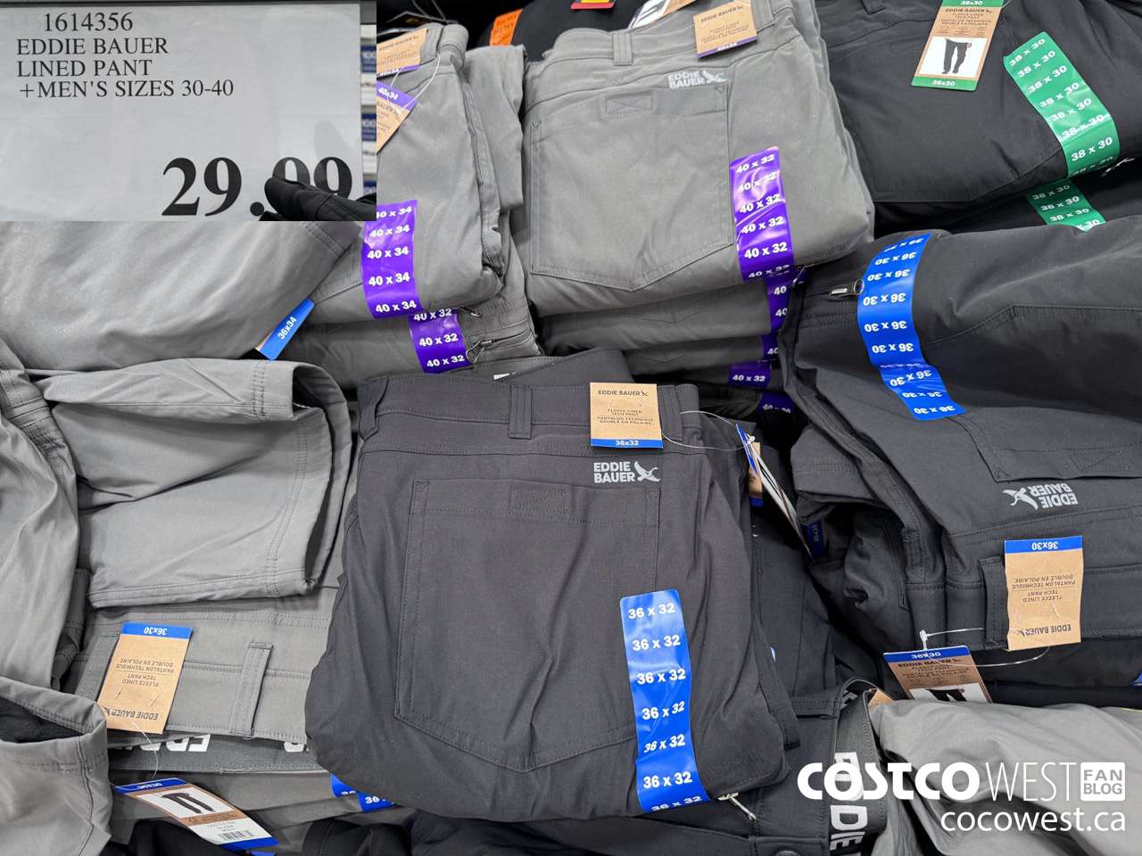 1614356 EDDIE BAUER LINED PANT MEN'S SIZES 30-40 $29.99