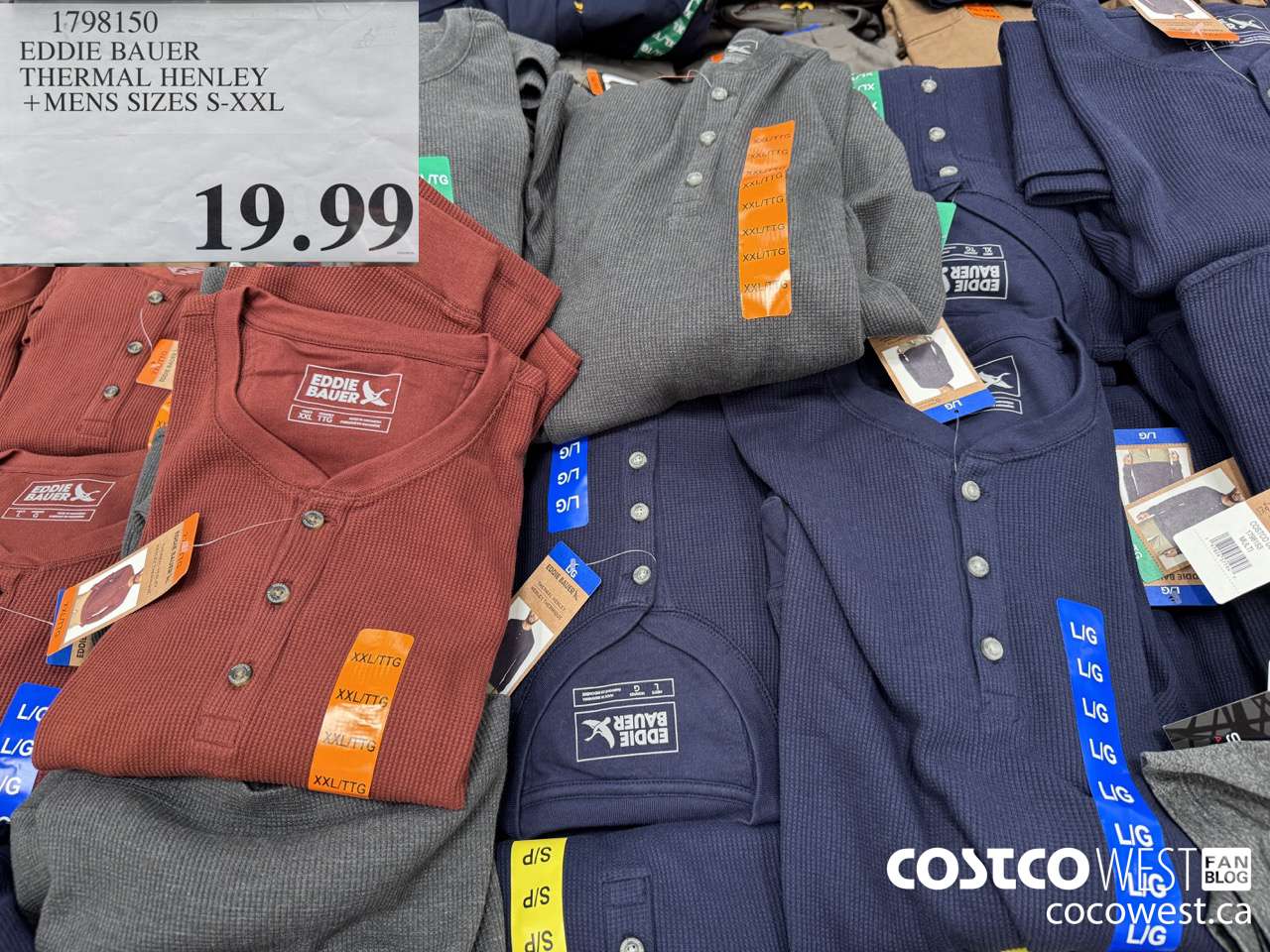 1798150 EDDIE BAUER THERMAL HENLEY MENS SIZES S-XXL $19.99