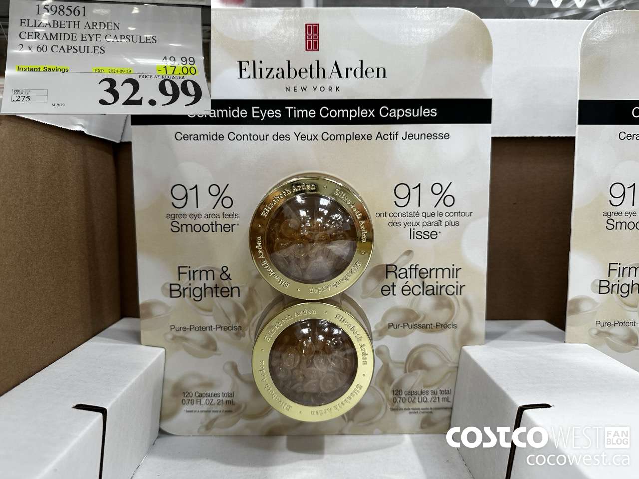 1598561 ELIZABETH ARDEN CERAMIDE EYE CAPSULES 2 X 60 CAPSULES ($17.00 INSTANT SAVINGS EXPIRES ON 2024-09-29) $32.99