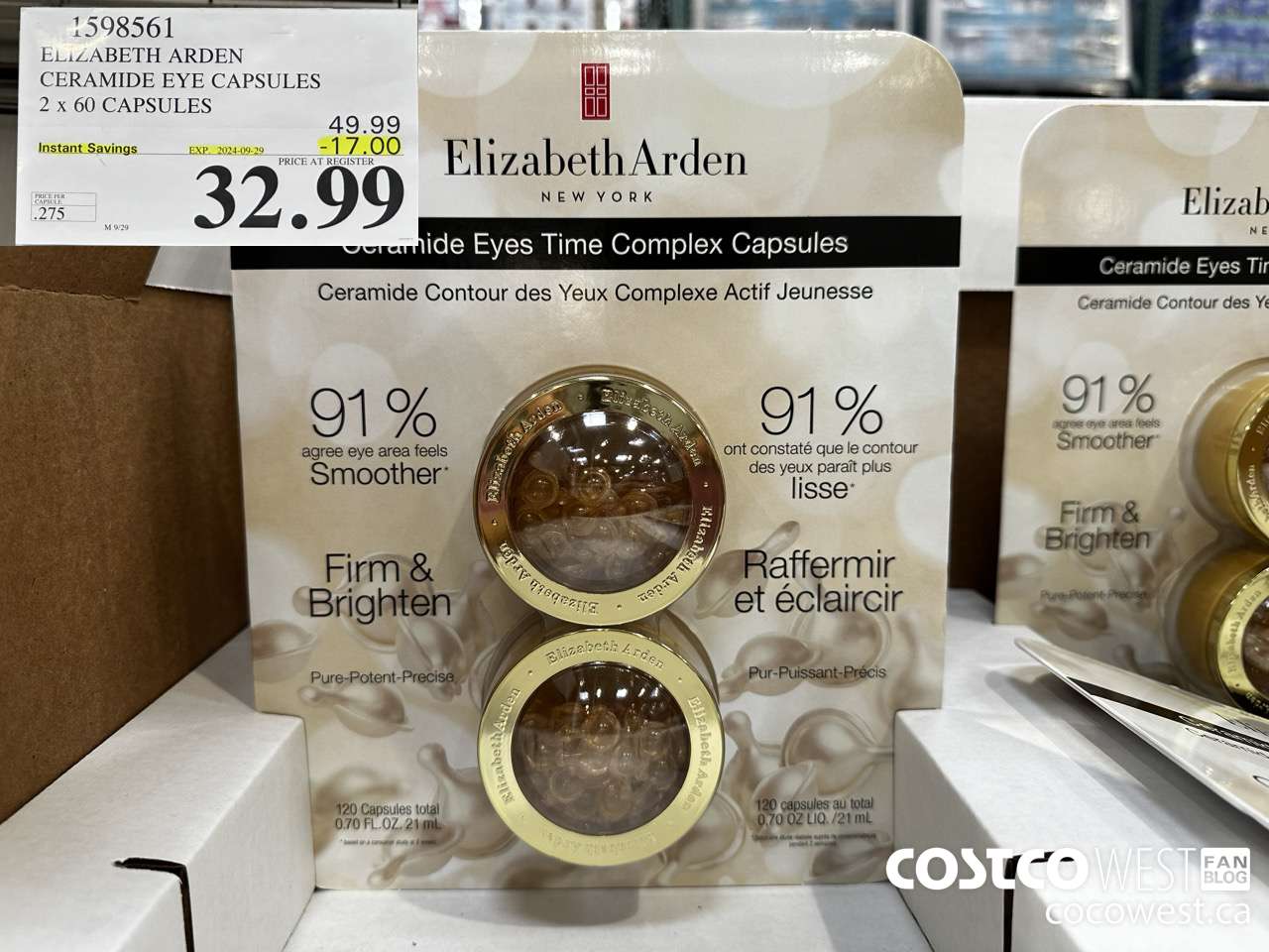 1598561 ELIZABETH ARDEN CERAMIDE EYE CAPSULES 2 X 60 CAPSULES ($17.00 INSTANT SAVINGS EXPIRES ON 2024-09-29) $32.99