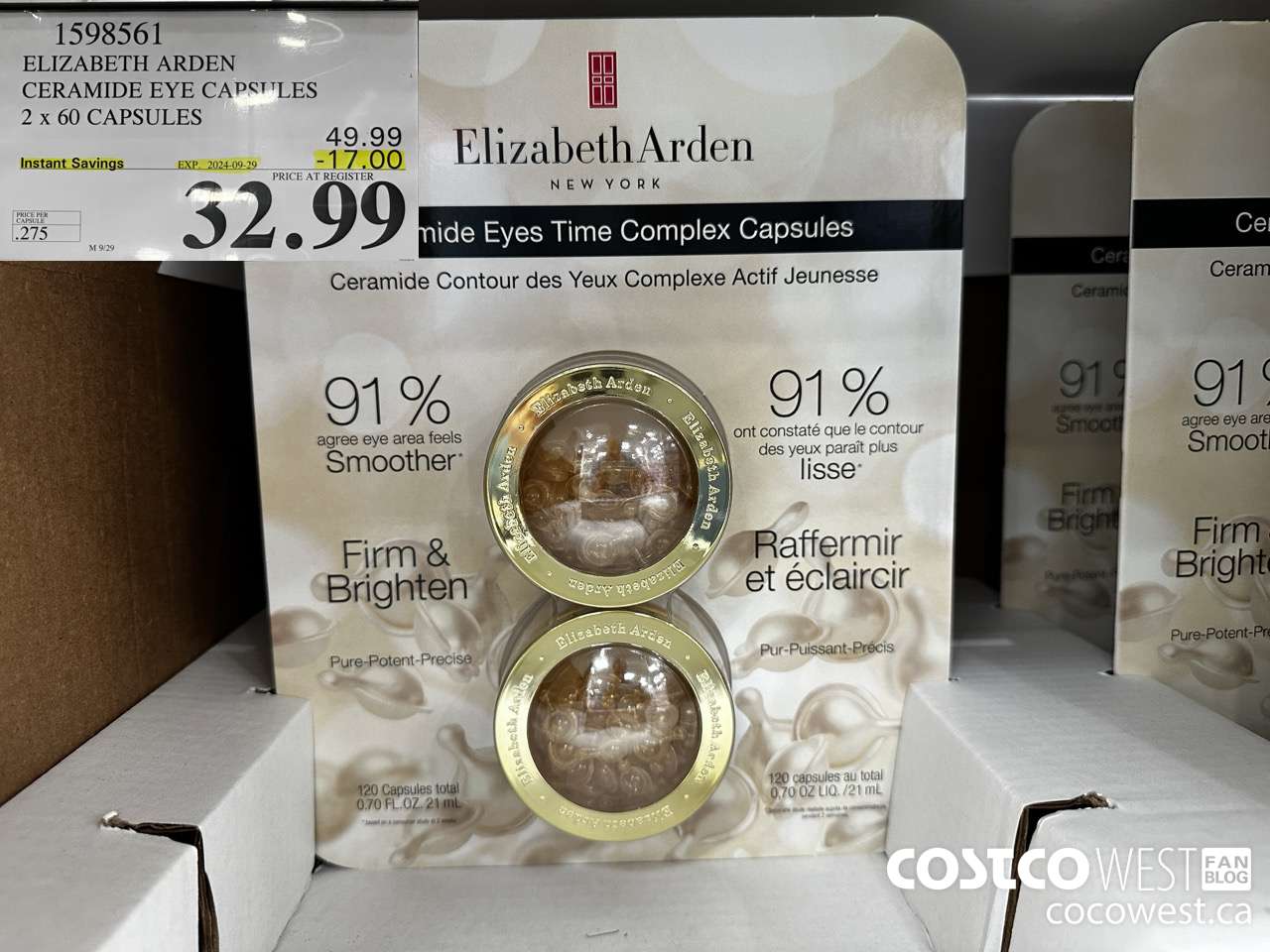 1598561 ELIZABETH ARDEN CERAMIDE EYE CAPSULES 2 X 60 CAPSULES ($17.00 INSTANT SAVINGS EXPIRES ON 2024-09-29) $32.99