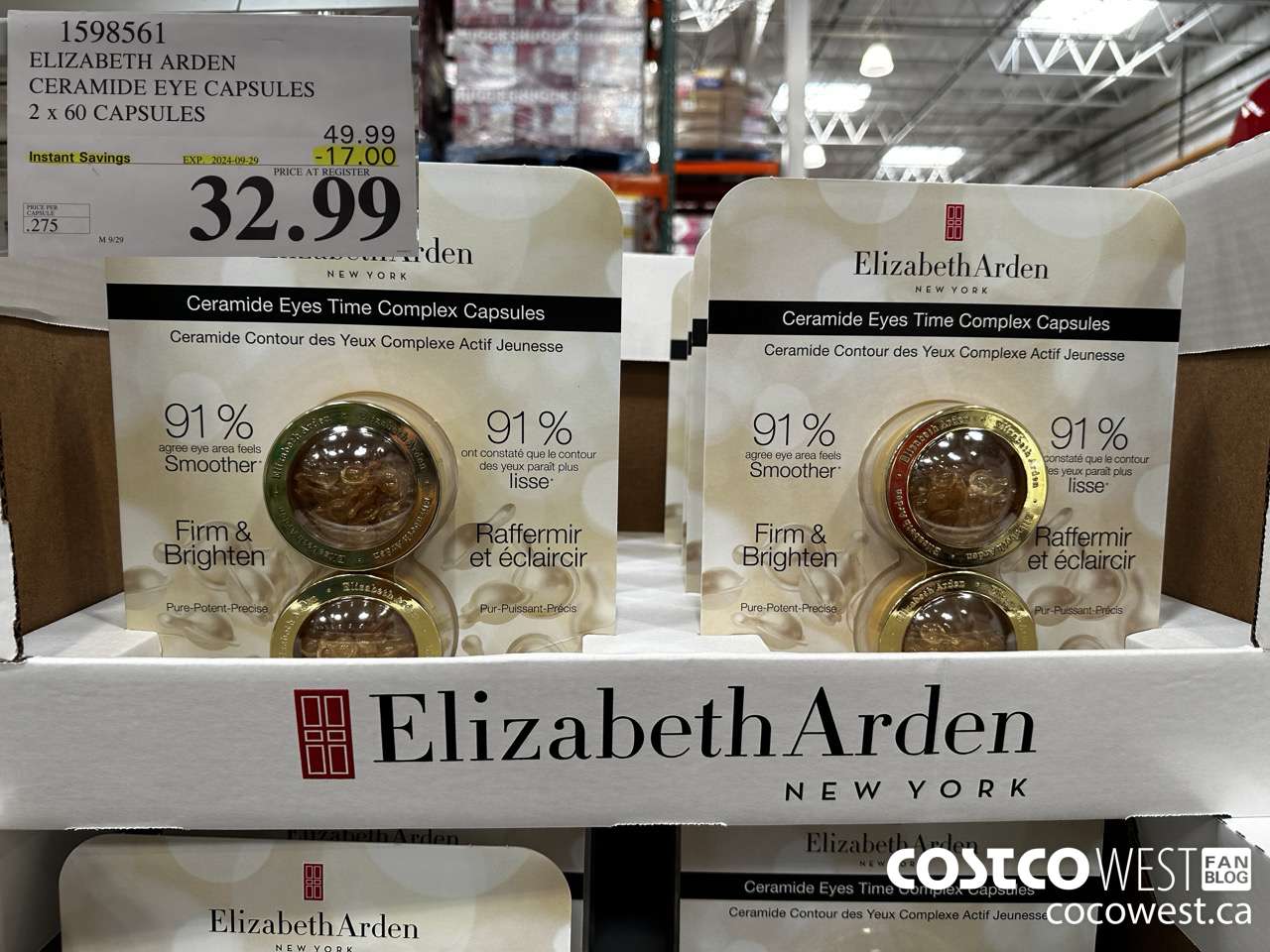 1598561 ELIZABETH ARDEN CERAMIDE EYE CAPSULES 2 X 60 CAPSULES ($17.00 INSTANT SAVINGS EXPIRES ON 2024-09-29) $32.99