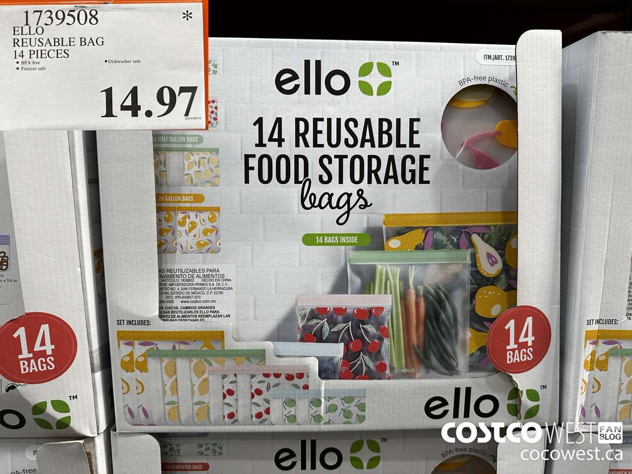 1739508 ELLO REUSABLE BAG 14 PIECES  $14.97