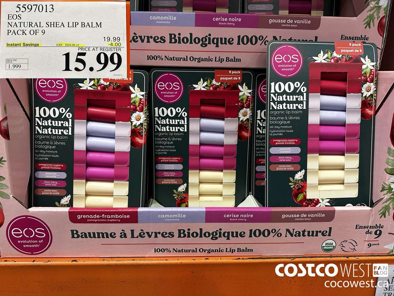 5597013 EOS NATURAL SHEA LIP BALM PACK OF 9 ($4.00 INSTANT SAVINGS EXPIRES ON 2024-09-15) $15.99