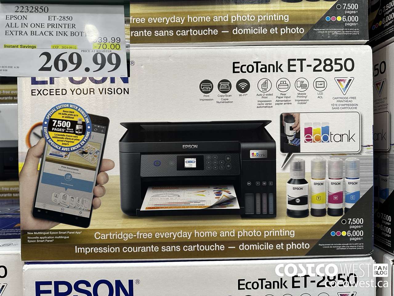 2232850 EPSON ET-2850 ALL IN ONE PRINTER EXTRA BLACK INK BOTTLE ($70.00 INSTANT SAVINGS EXPIRES ON 2024-09-12) $269.99