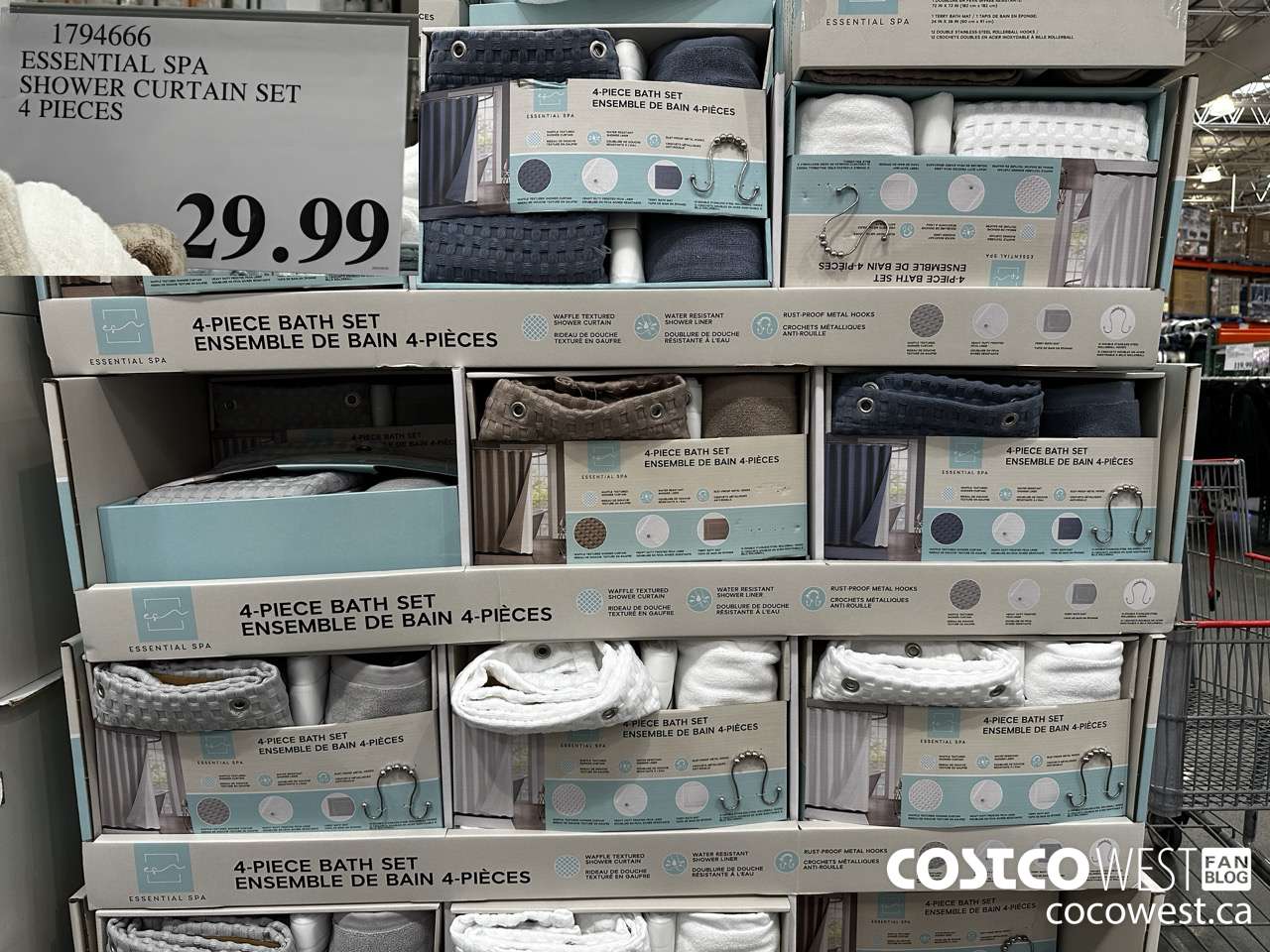 1794666 ESSENTIAL SPA SHOWER CURTAIN SET 4 PIECES $29.99