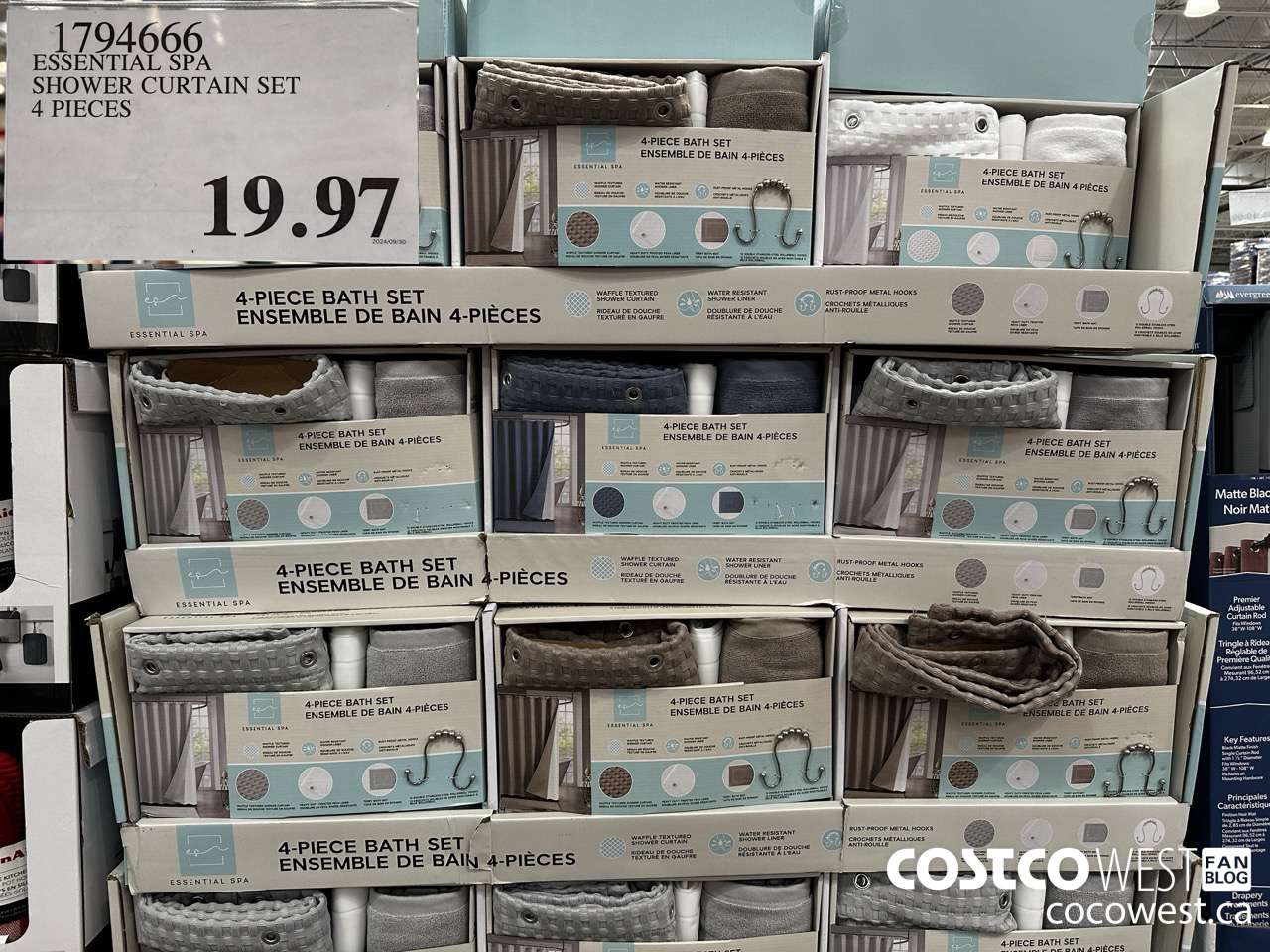 1794666 ESSENTIAL SPA SHOWER CURTAIN SET 4 PIECES $19.97