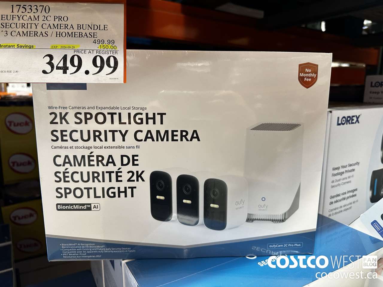 1753370 EUFYCAM 2C PRO SECURITY CAMERA BUNDLE 2 CAMERAS / HOMEBASE ($150.00 INSTANT SAVINGS EXPIRES ON 2024-09-29) $349.99