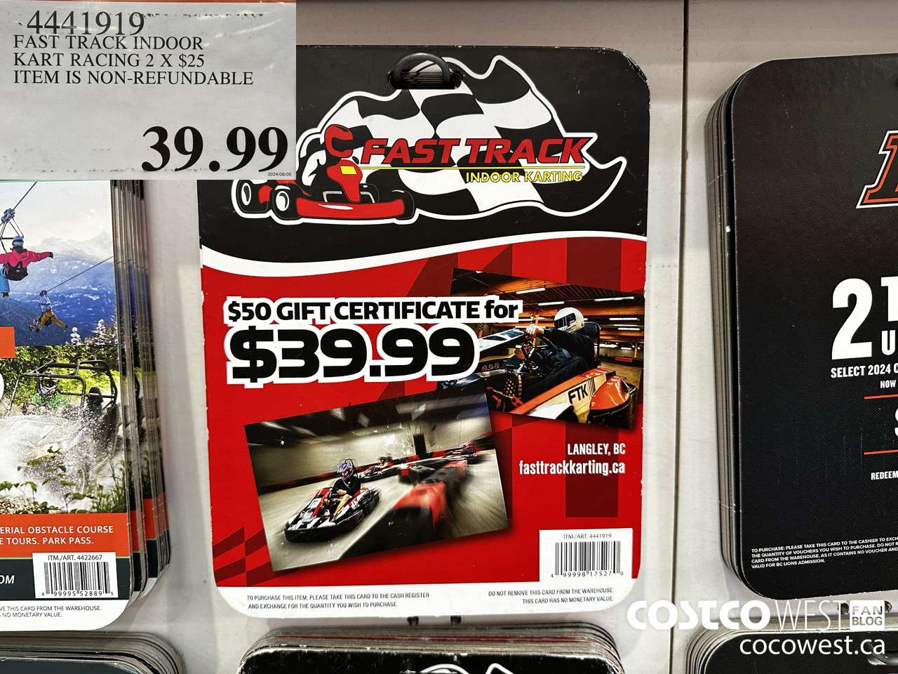 4441919 FAST TRACK INDOOR KART RACING 2 X $25 GIFT CERTIFICATES $39.99