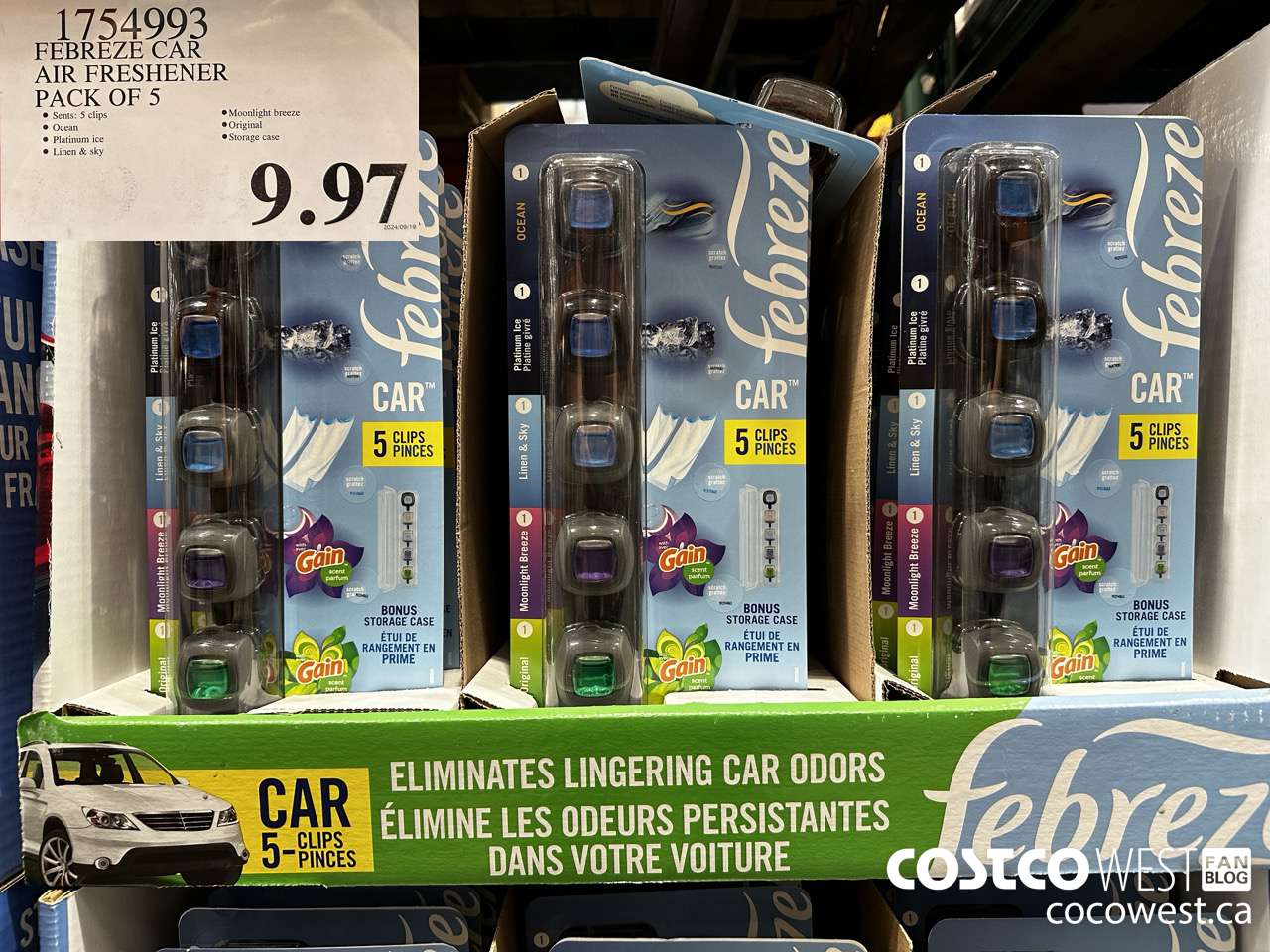 1754993 FEBREEZE CAR AIR FRESHENER PACK OF 5 $9.97