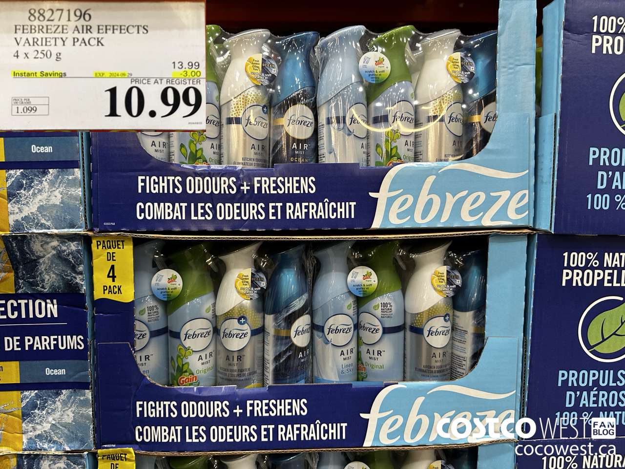 8827196 FEBREZE AIR EFFECTS VARIETY PACK 4 X 250 G ($3.00 INSTANT SAVINGS EXPIRES ON 2024-09-29) $10.99