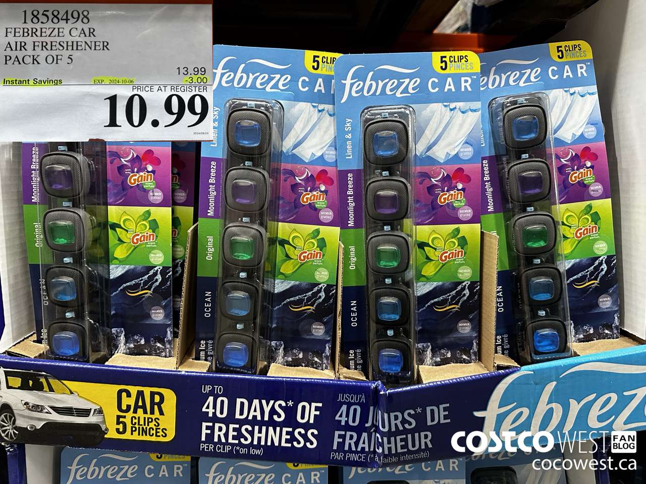 1858498 FEBREZE CAR AIR FRESHENER PACK OF 5 ($3.00 INSTANT SAVINGS EXPIRES ON 2024-10-06) $10.99