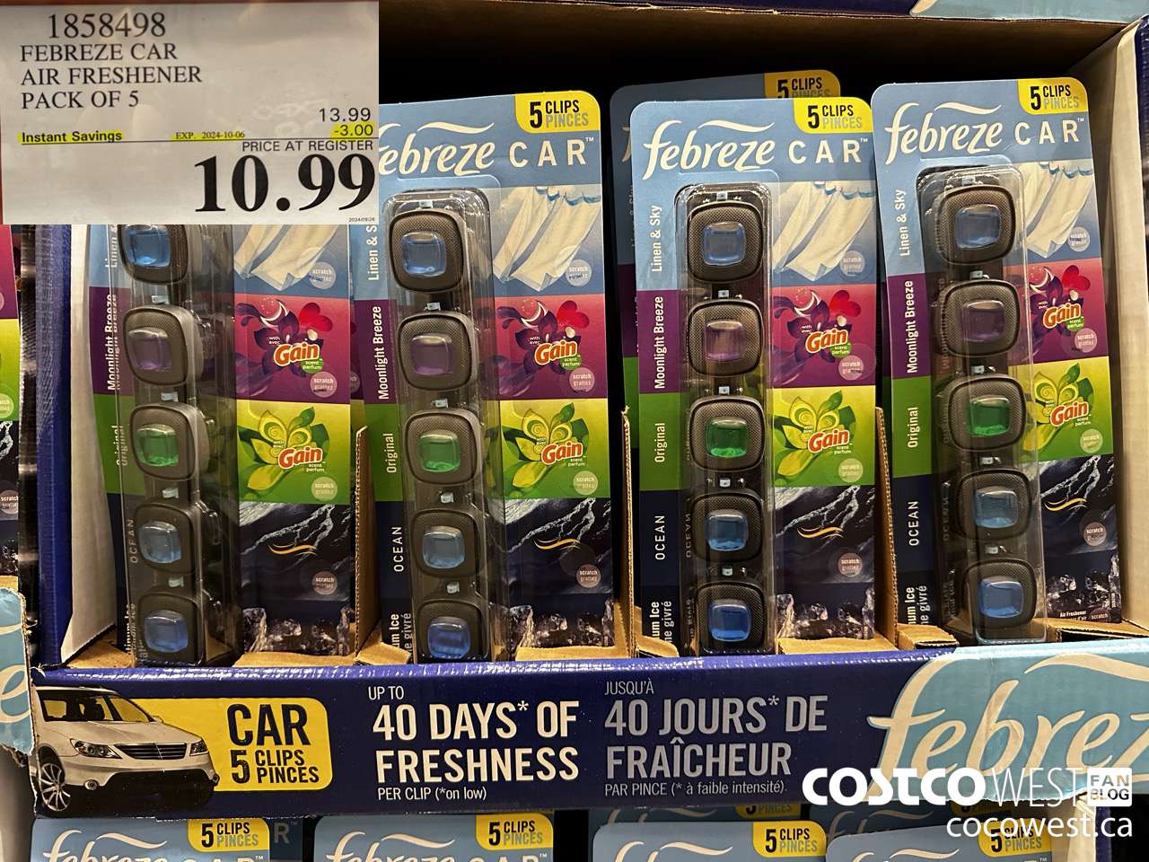 1858498 FEBREZE CAR AIR FRESHENER PACK OF 5 ($3.00 INSTANT SAVINGS EXPIRES ON 2024-10-06) $10.99
