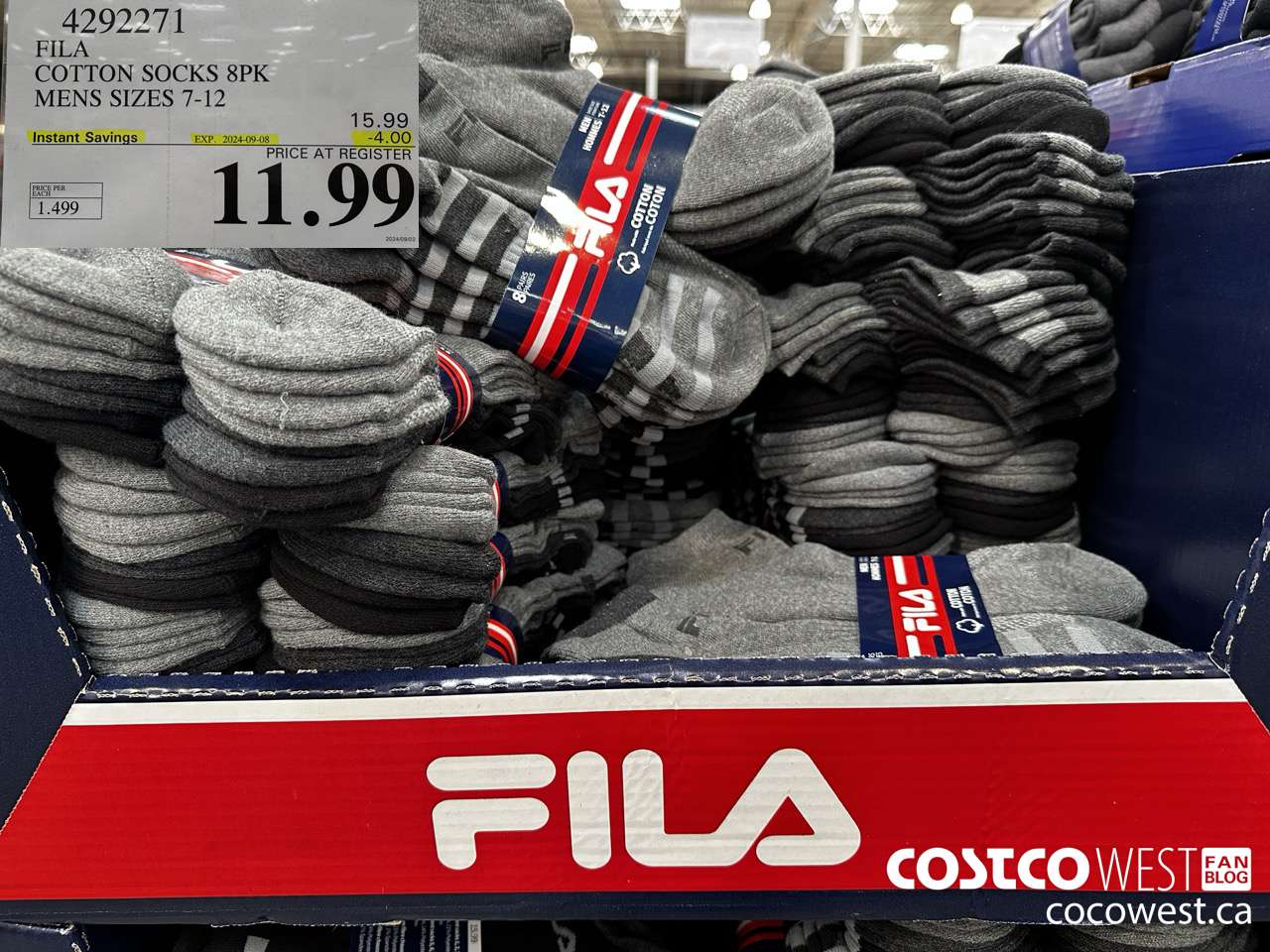 4292271 FILA COTTON SOCK 8PK MENS SIZES 7-12 ($4.00 INSTANT SAVINGS EXPIRES ON 2024-09-08) $11.99