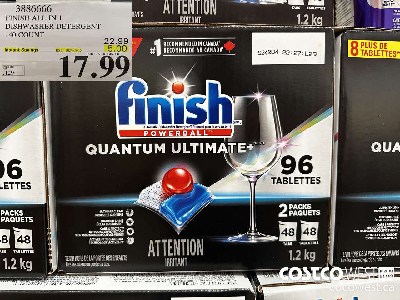 3886666 FINISH ALL IN 1 DISHWASHER DETERGENT 140 COUNT ($5.00 INSTANT SAVINGS EXPIRES ON 2024-09-15) $17.99