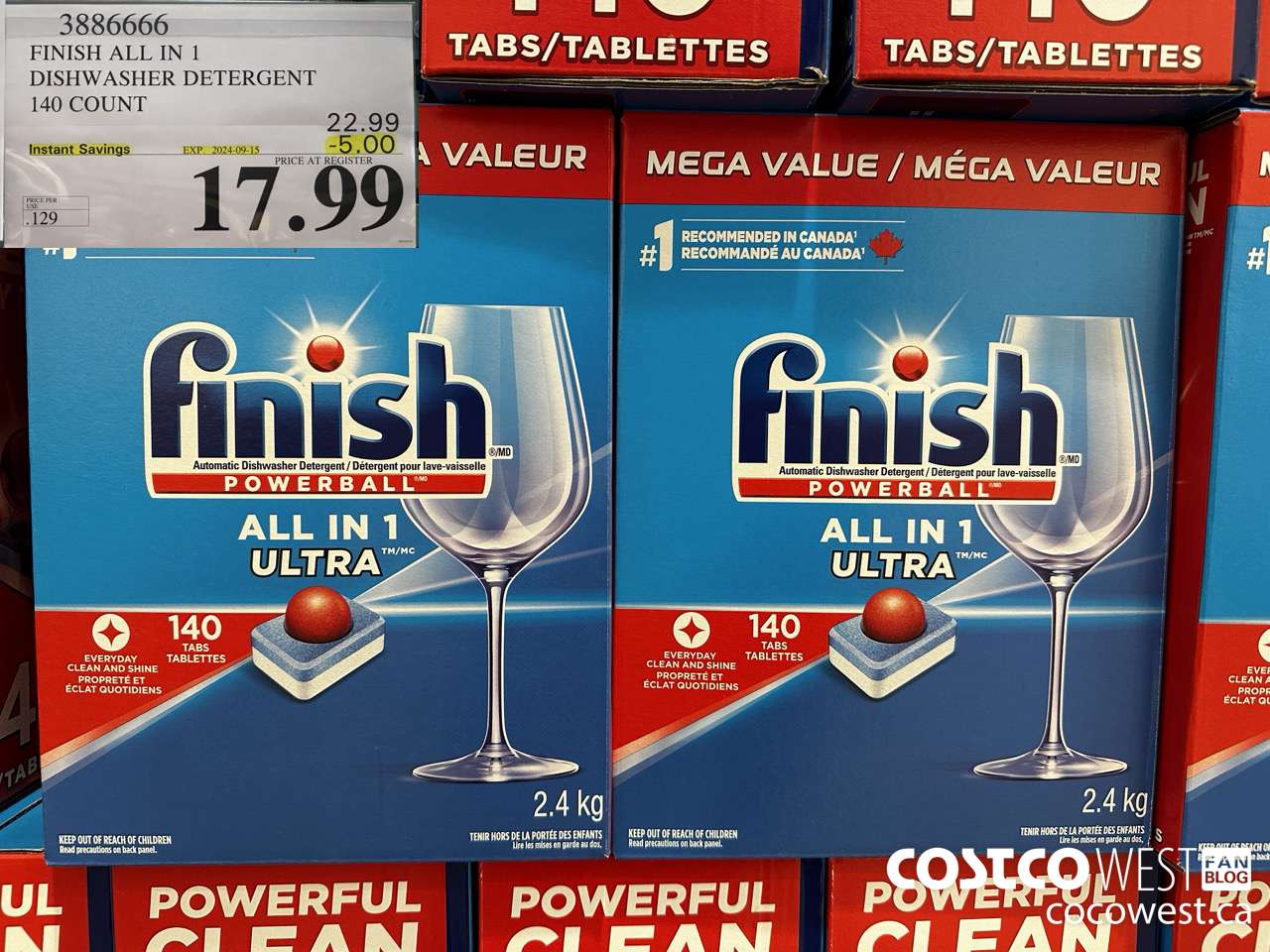 3886666 FINISH ALL IN 1 DISHWASHER DETERGENT 140 COUNT ($5.00 INSTANT SAVINGS EXPIRES ON 2024-09-15) $17.99