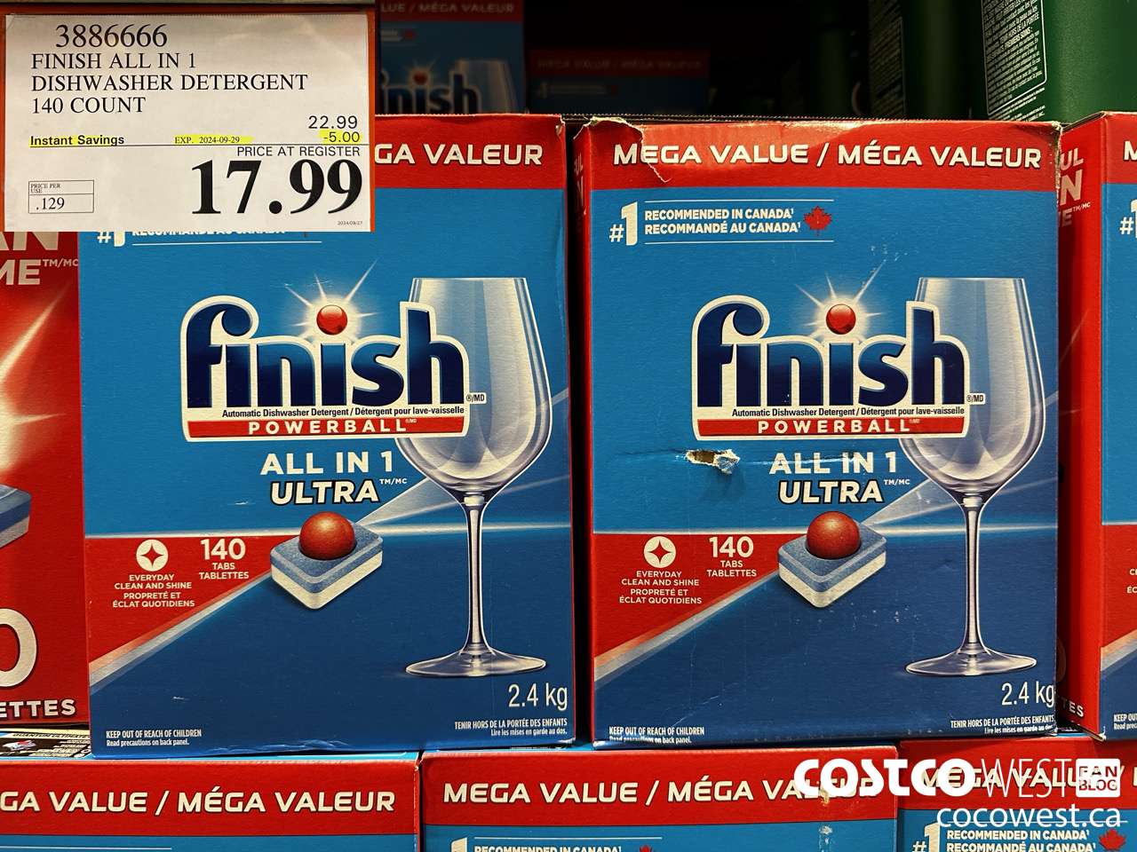 3886666 FINISH ALL IN 1 DISHWASHER DETERGENT 140 COUNT ($5.00 INSTANT SAVINGS EXPIRES ON 2024-09-29) $17.99