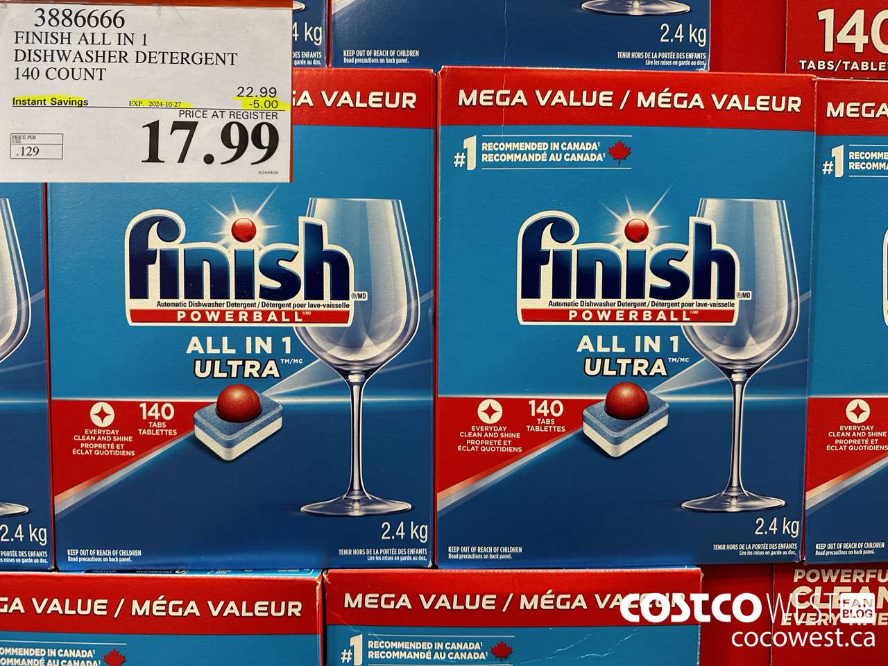 3886666 FINISH ALL IN 1 DISHWASHER DETERGENT 140 COUNT ($5.00 INSTANT SAVINGS EXPIRES ON 2024-10-27) $17.99
