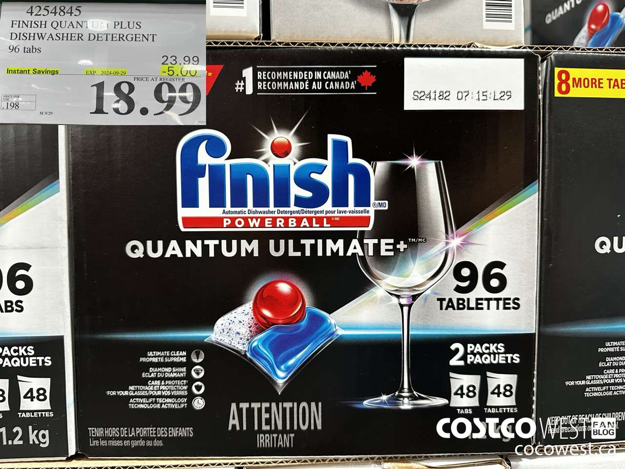 4254845 FINISH QUANTUM PLUS DISHWASHER DETERGENT 96 TABS ($5.00 INSTANT SAVINGS EXPIRES ON 2024-09-29) $18.99