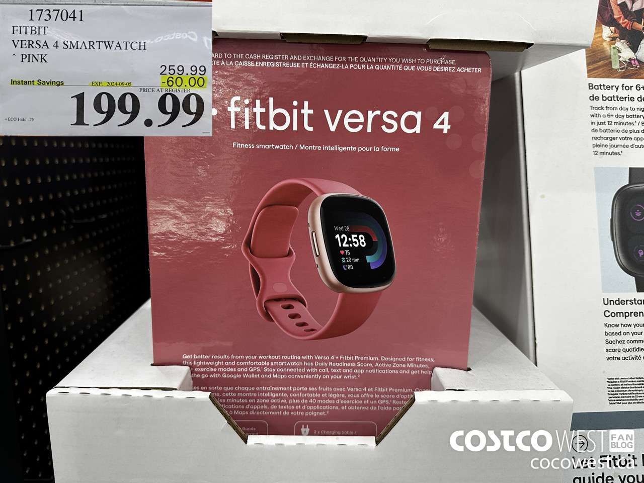1737041 FITBIT VERSA 4 SMARTWATCH PINK ($60.00 INSTANT SAVINGS EXPIRES ON 2024-09-05) $199.99