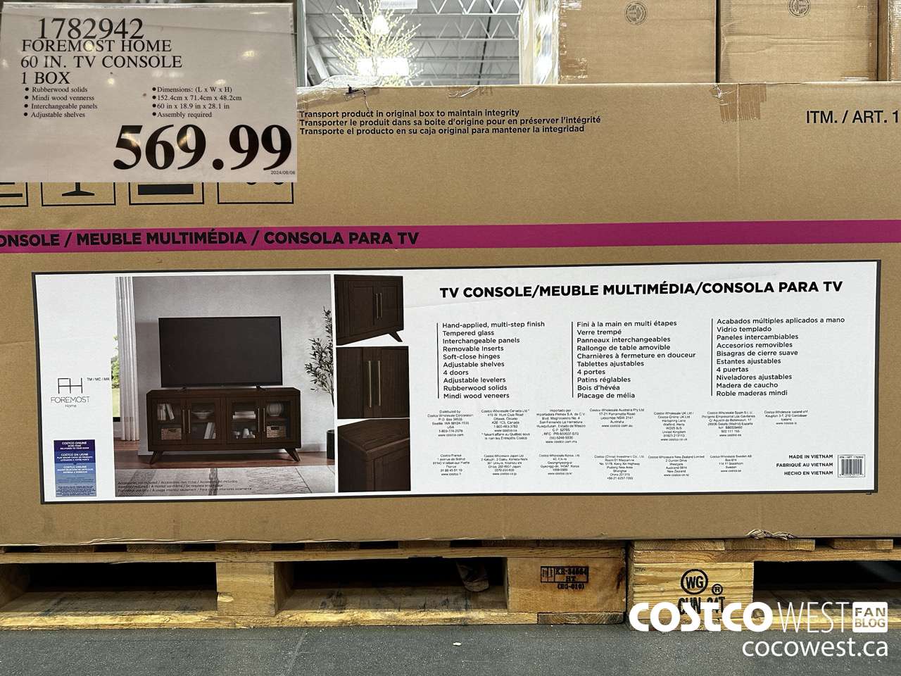 1782942 FOREMOST HOME 60 IN. TV CONSOLE 1 BOX $569.99