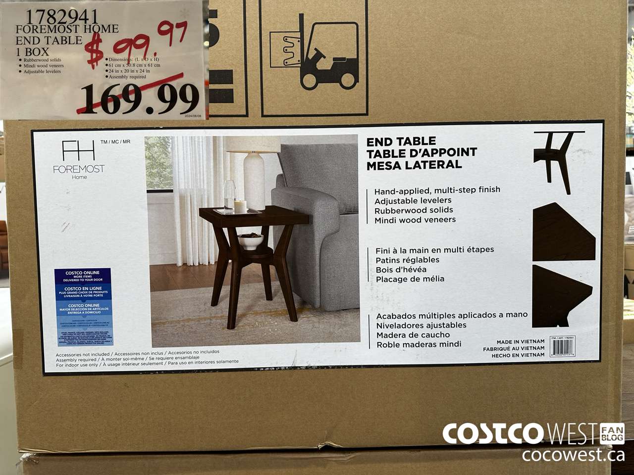 1782941 FOREMOST HOME END TABLE 1 BOX $99.97