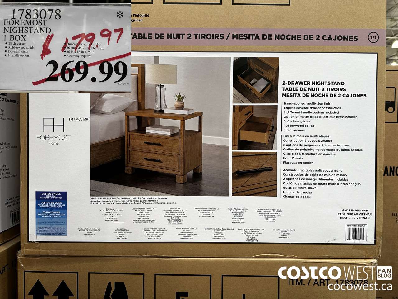 1783078 FOREMOST NIGHTSTAND 1 BOX $179.97