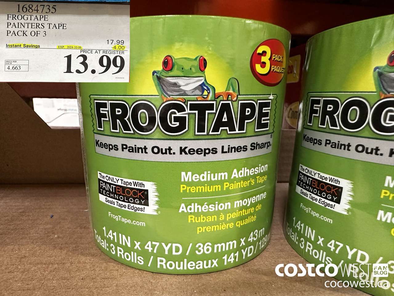 1684734 FROGTAPE PAINTERS TAPE PACK OF 3 ($4.00 INSTANT SAVINGS EXPIRES ON 2024-10-06) $13.99