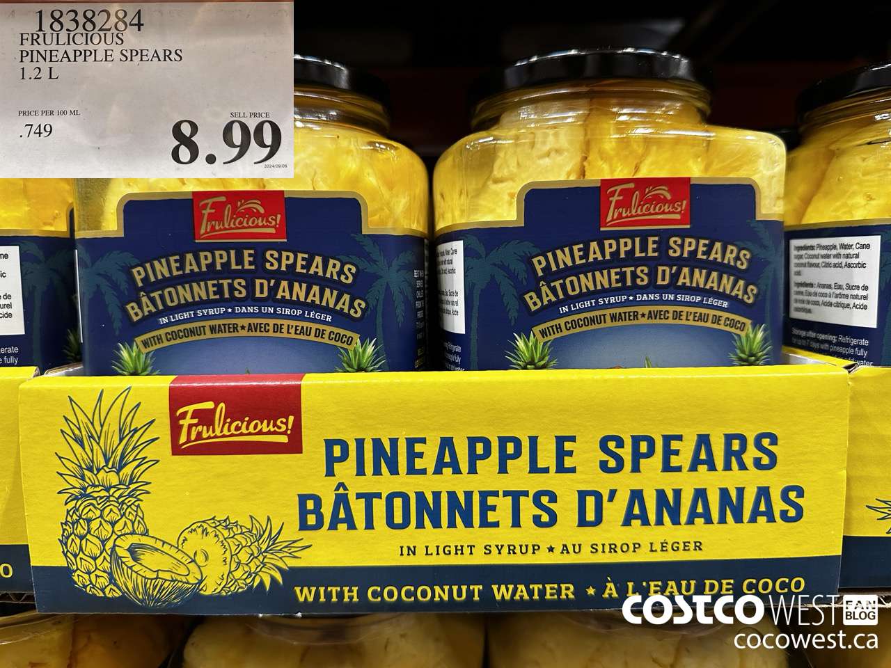 1838284 FRUILICIOUS PINEAPPLE SPEARS 1.2L $8.99